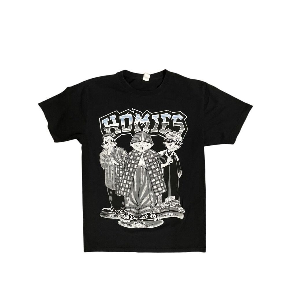 Pro DaDa Homies Graphic T-Shirt Black Y2K Streetwear Size M